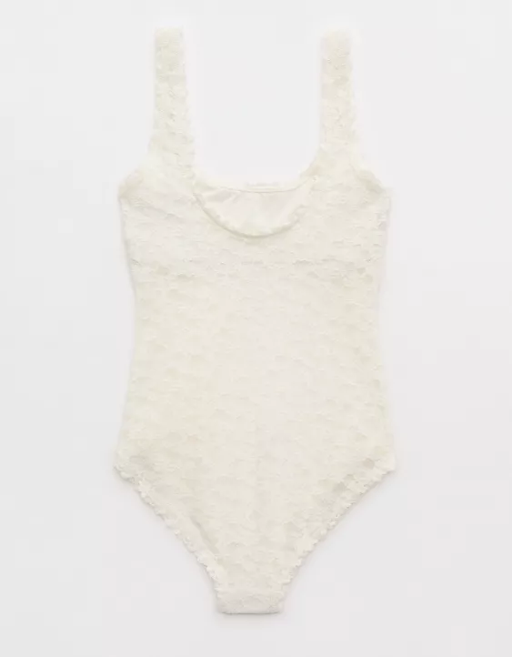 Aerie Show Off Vintage Lace Scoop Bodysuit Soft Muslin - Image 4