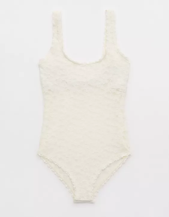 Aerie Show Off Vintage Lace Scoop Bodysuit Soft Muslin - Image 3