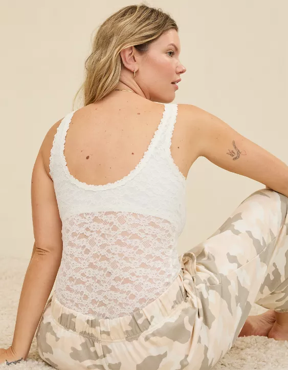 Aerie Show Off Vintage Lace Scoop Bodysuit Soft Muslin - Image 2