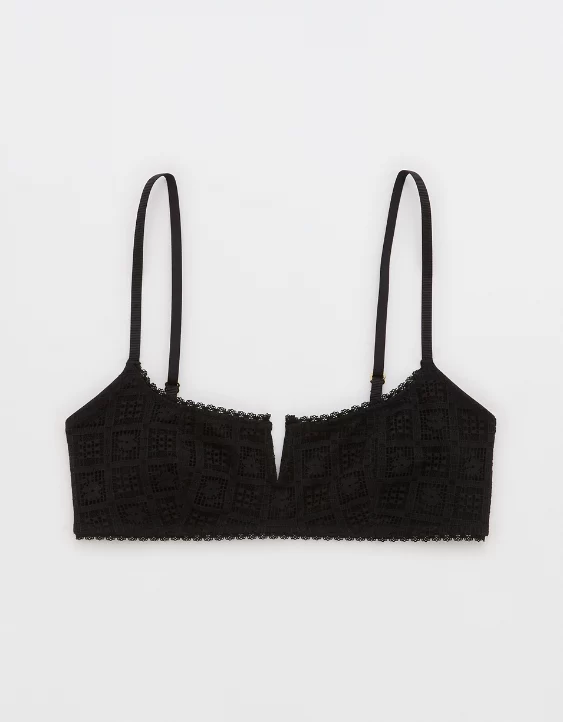 Aerie Show Off High Tide Lace Bralette True Black - Image 4