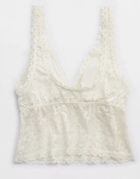 Aerie Show Off Paisley Lace Padded Plunge Tank Top Soft Muslin - Image 4