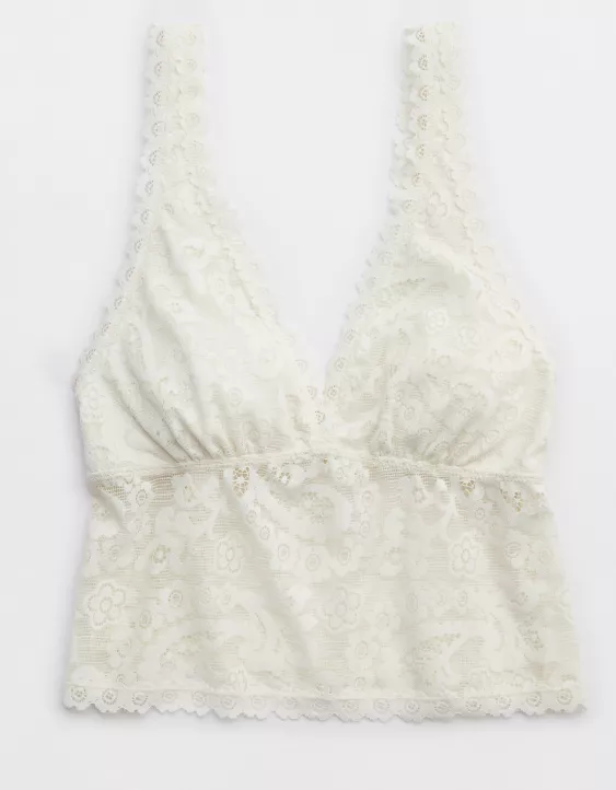 Aerie Show Off Paisley Lace Padded Plunge Tank Top Soft Muslin - Image 3