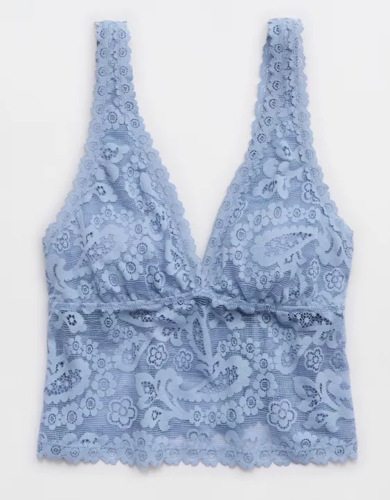 Aerie Show Off Paisley Lace Padded Plunge Tank Top Monaco Blue - Image 3