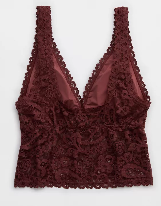 Aerie Show Off Paisley Lace Padded Plunge Tank Top Dark Rust - Image 4