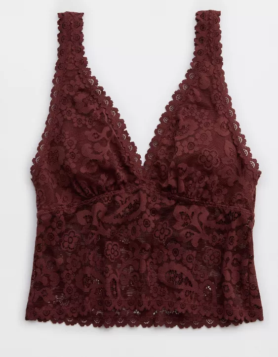 Aerie Show Off Paisley Lace Padded Plunge Tank Top Dark Rust - Image 3
