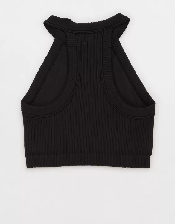 Aerie Superchill Seamless High Neck Bra Top True Black - Image 4