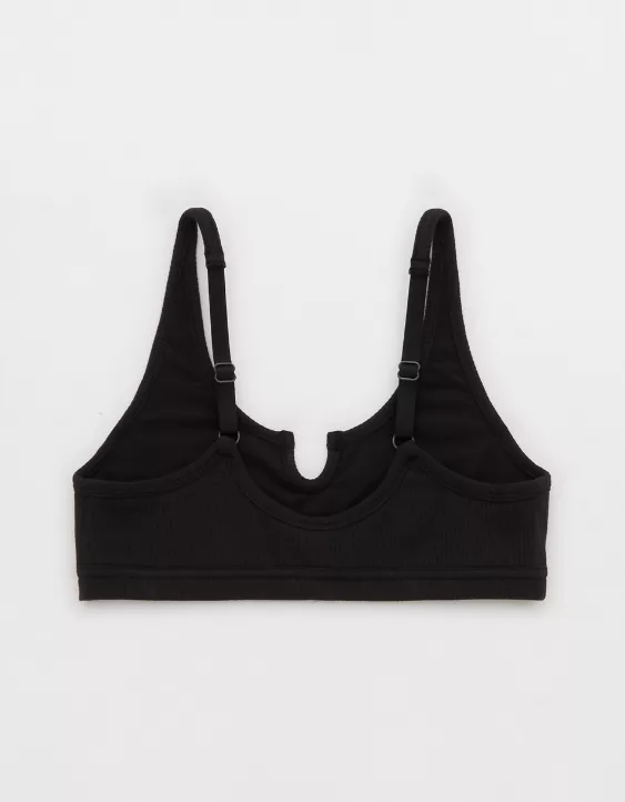 Aerie Superchill Cotton Rib Bralette True Black - Image 4