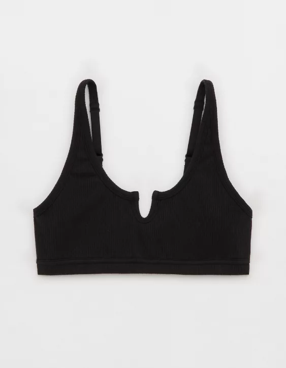 Aerie Superchill Cotton Rib Bralette True Black - Image 3