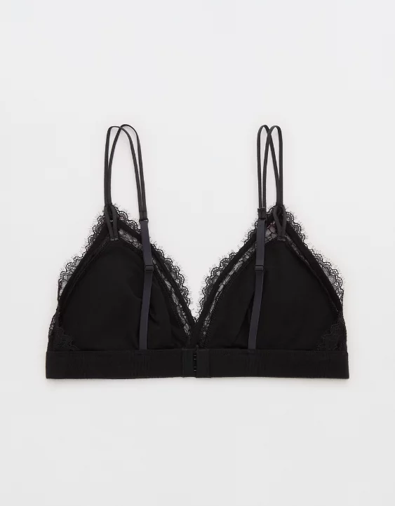 Aerie Superchill Pointelle Padded Triangle Bralette True Black - Image 4
