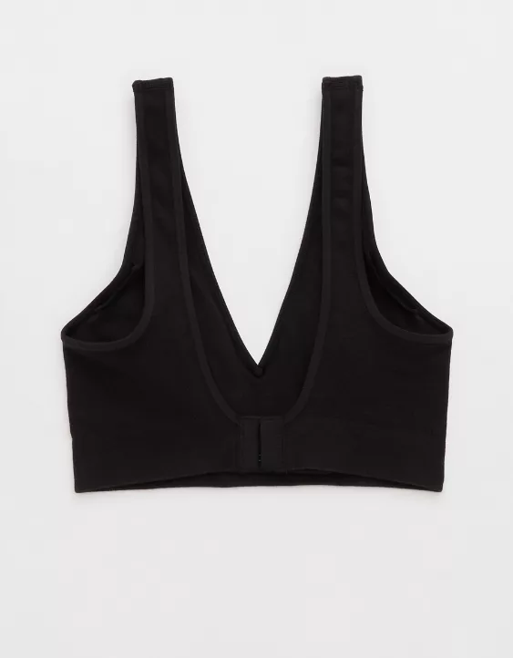 Aerie Superchill Cotton Seamless Plunge Bralette True Black - Image 4