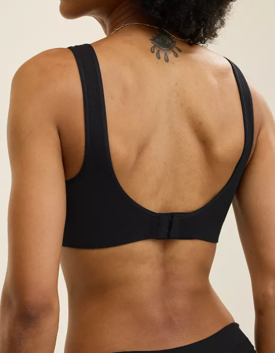 Aerie Superchill Cotton Seamless Plunge Bralette True Black - Image 2