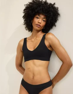 Aerie Superchill Cotton Seamless Plunge Bralette True Black