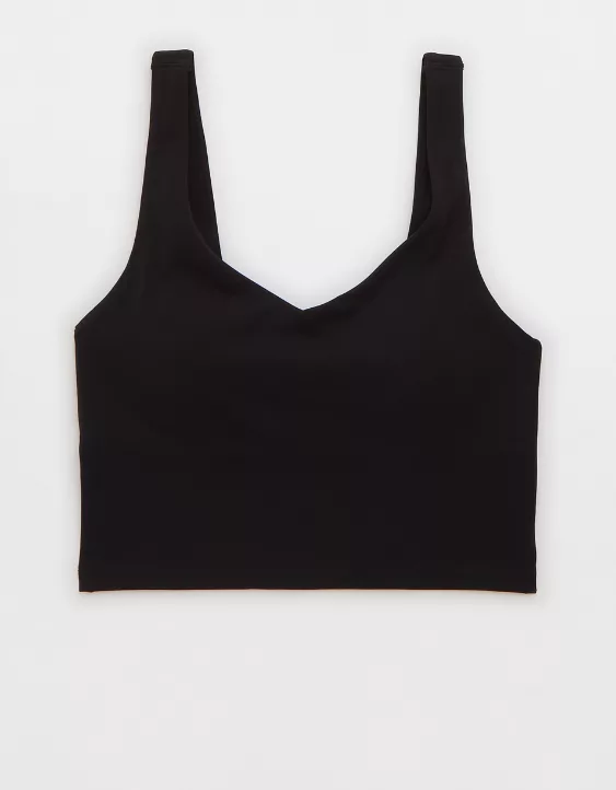 OFFLINE By Aerie Real Me Low Key Longline Sports Bra True Black - Image 3
