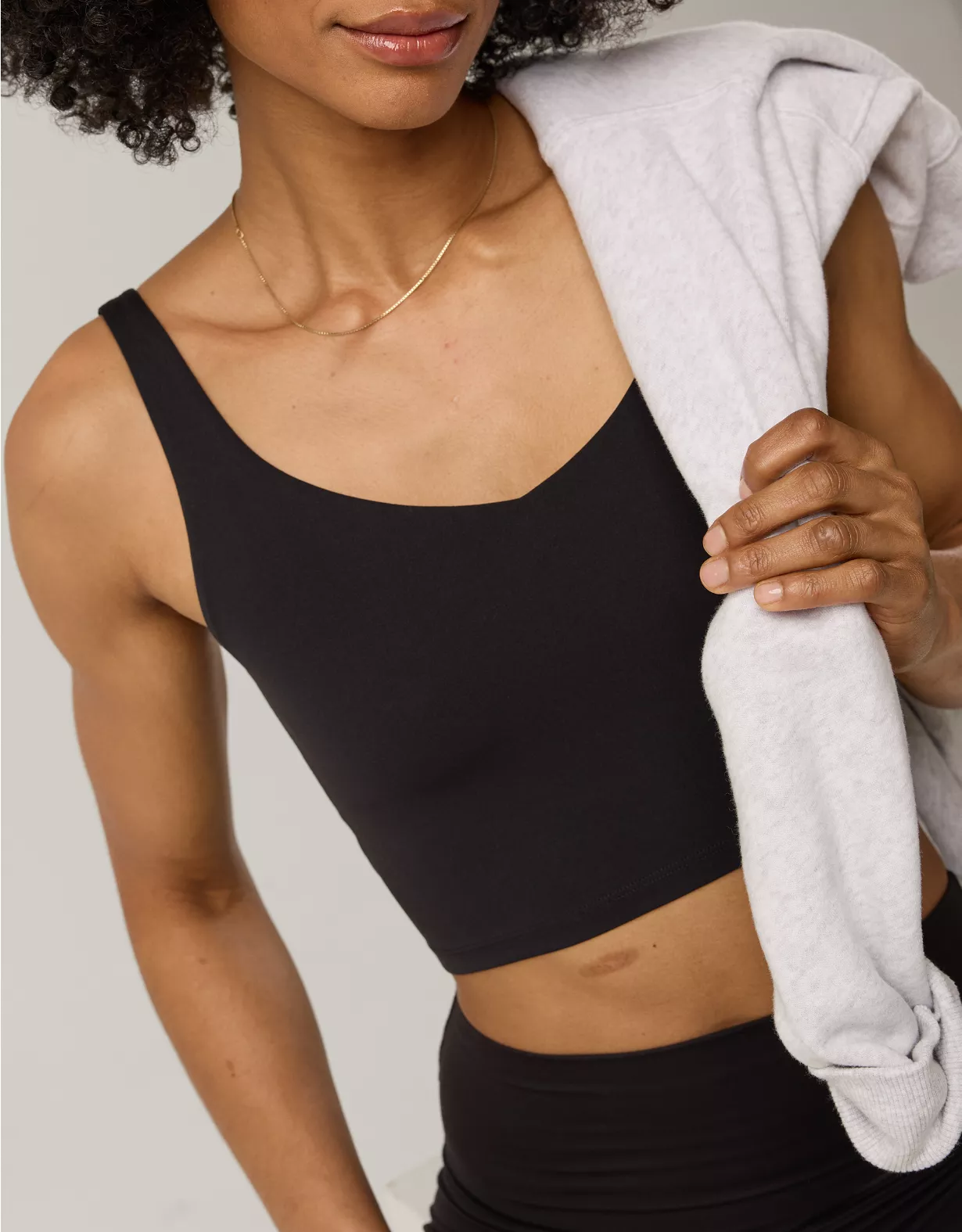 OFFLINE By Aerie Real Me Low Key Longline Sports Bra True Black