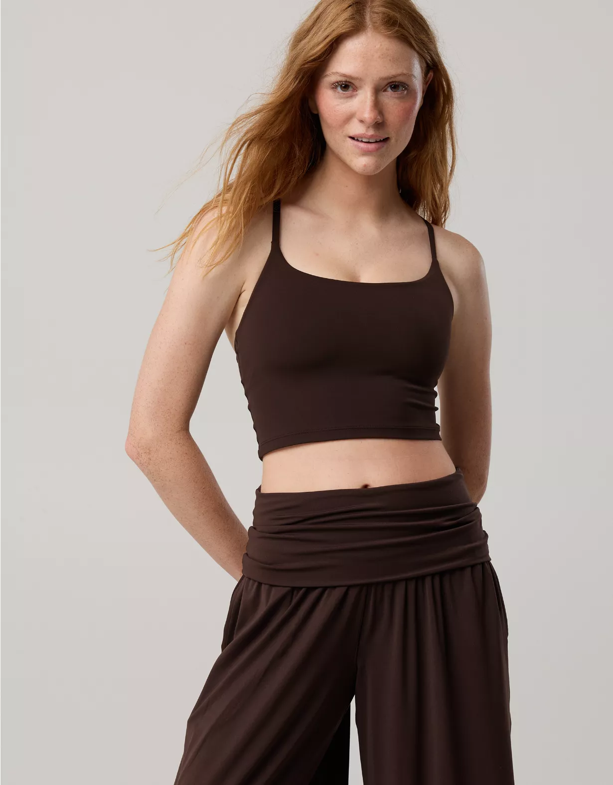 OFFLINE By Aerie Real Me Xtra Strappy Longline Sports Bra Deep Earth