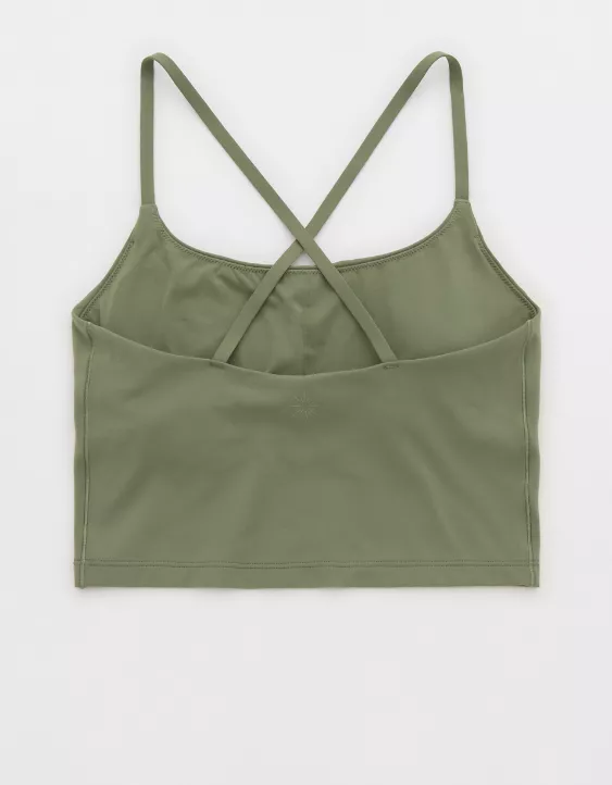 OFFLINE By Aerie Real Me Xtra Strappy Longline Sports Bra Olive Fun - Image 4
