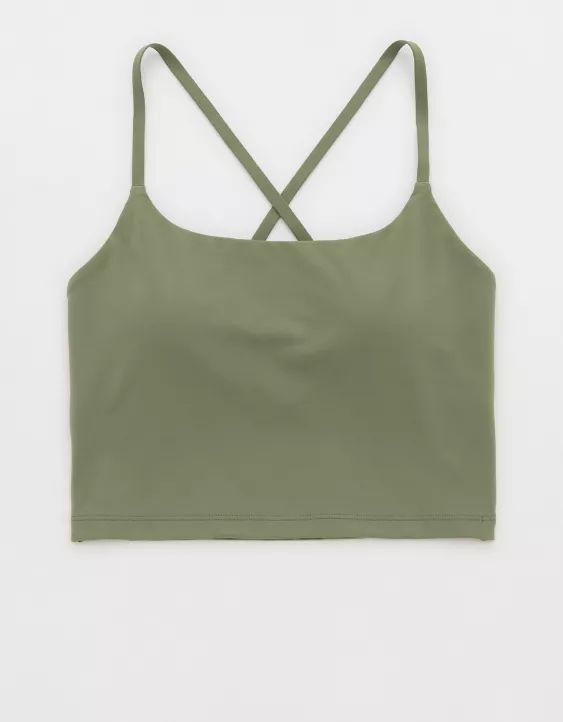 OFFLINE By Aerie Real Me Xtra Strappy Longline Sports Bra Olive Fun - Image 3