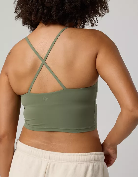 OFFLINE By Aerie Real Me Xtra Strappy Longline Sports Bra Olive Fun - Image 2