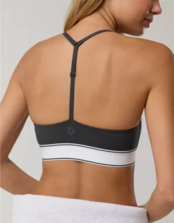 OFFLINE By Aerie The Hugger Logo Elastic Sports Bra Smoked Gray
