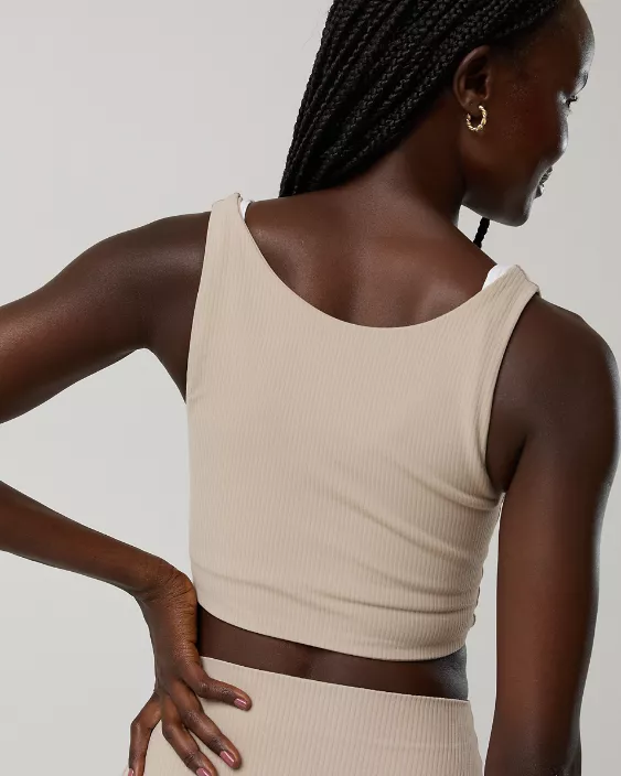 OFFLINE By Aerie Real Me XTRA Rib Switch Up High Neck Sports Bra Stone Harbor - Image 6