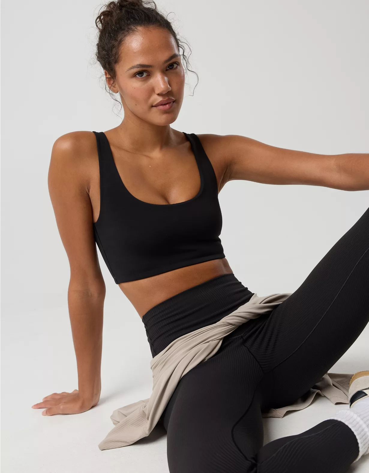OFFLINE By Aerie Real Me XTRA Rib Switch Up High Neck Sports Bra True Black