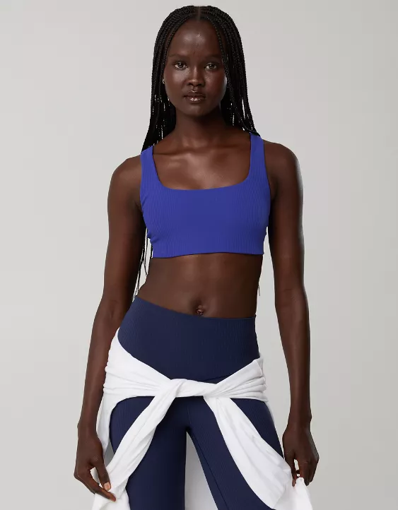OFFLINE By Aerie Real Me XTRA Ribbed Classic Sports Bra Deep Cobalt - Image 5