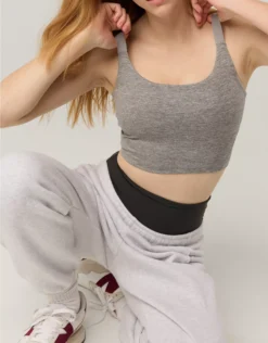 OFFLINE By Aerie The Hugger Longline Sports Bra Heather Gray