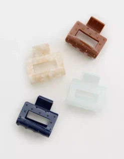Aerie Square Hair Clip 4-Pack Multi