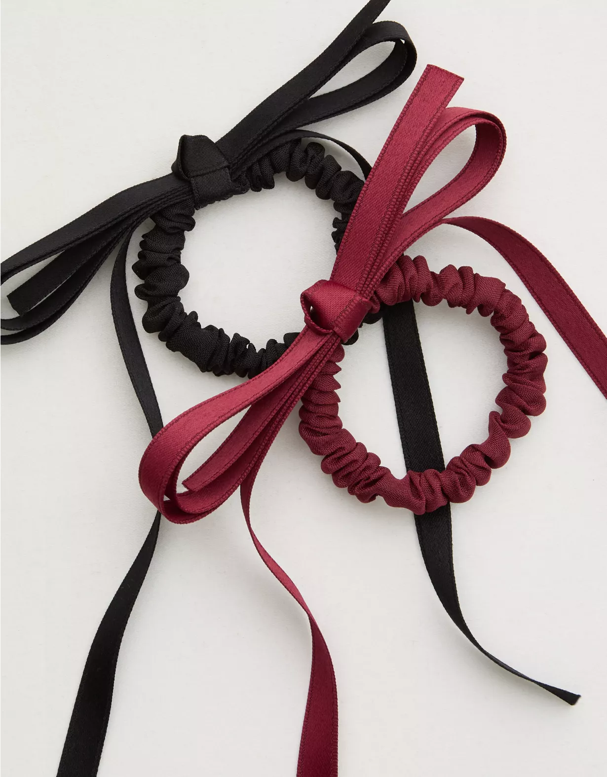 Aerie Organze Scrunchie Bow 2-Pack Deep Cherry - Image 2