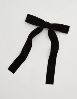 Aerie Velvet Bow Clip True Black
