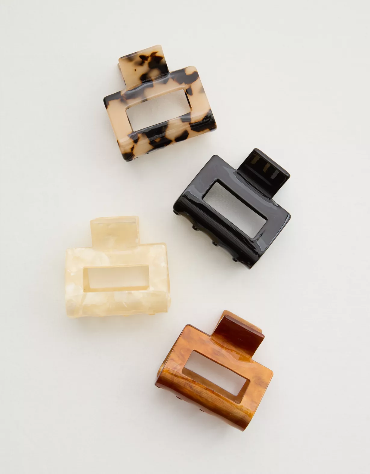 Aerie Square Claw Clip 4-Pack Multi