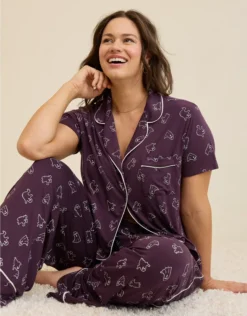 Aerie Real Soft® Short Sleeve Pajama Shirt Cool Berry