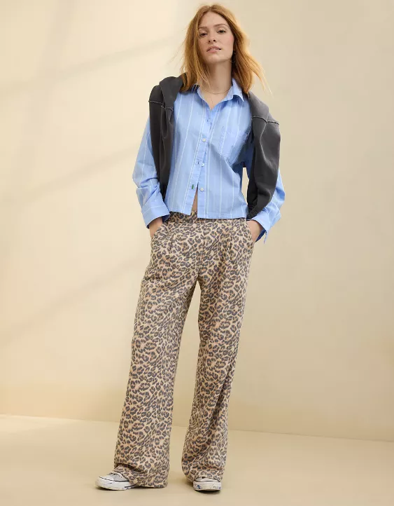 Aerie Off-Duty Poplin Pajama Shirt Ocean Sky - Image 5