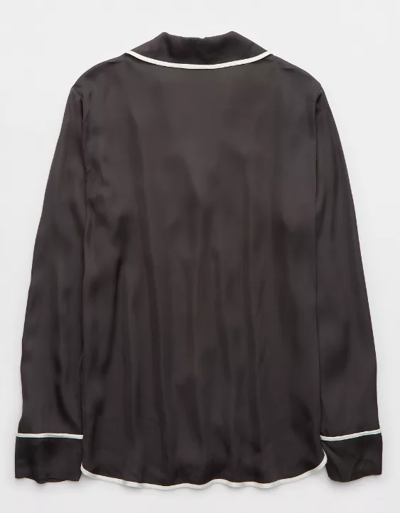 Aerie Off-Duty Satin Piping Shirt Smoked Gray - Image 4