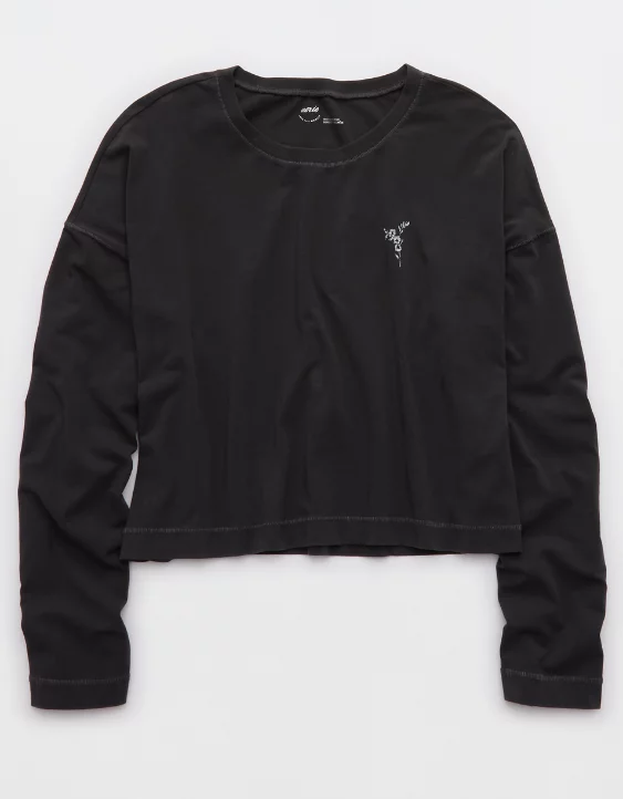 Aerie Dream Jersey Long Sleeve Top Smoked Gray - Image 3