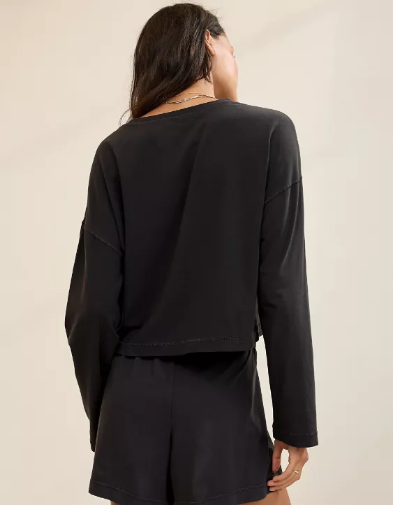 Aerie Dream Jersey Long Sleeve Top Smoked Gray - Image 2