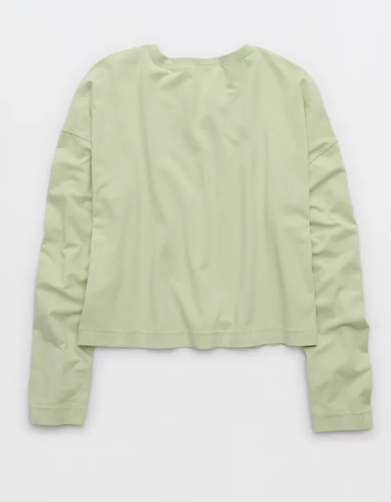 Aerie Dream Jersey Long Sleeve Top Dusty Sage - Image 4