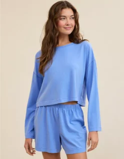 Aerie Dream Jersey Long Sleeve Top Dream Blue