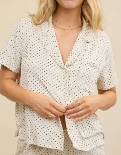 Aerie Real Soft® Ruffle Pajama Shirt Heather Frost