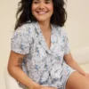 Aerie Real Soft® Ruffle Pajama Shirt Monaco Blue