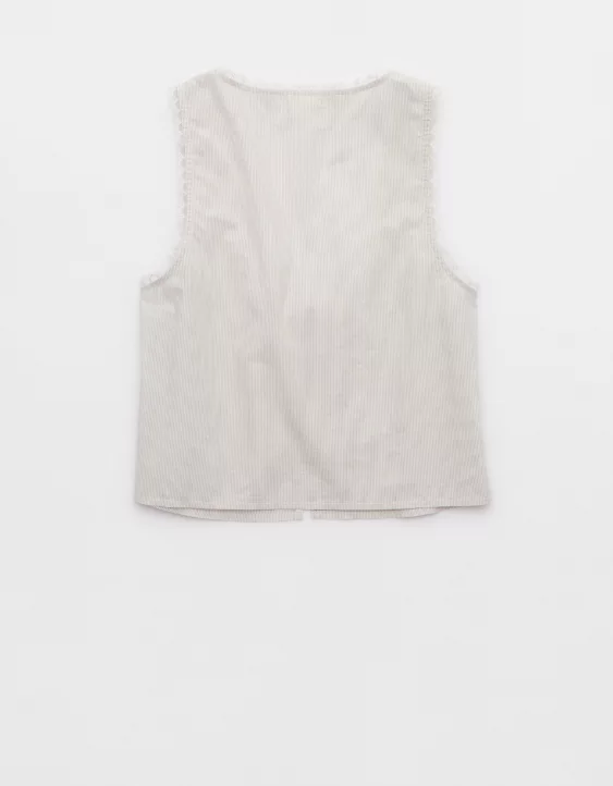 Aerie Off-Duty Poplin Tie Front Tank Top Soft Muslin - Image 5