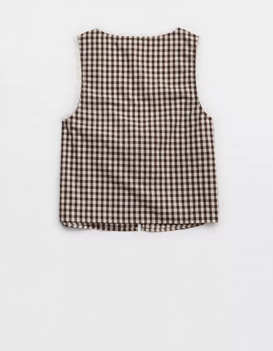 Aerie Off-Duty Poplin Tie Front Tank Top Deep Earth - Image 4