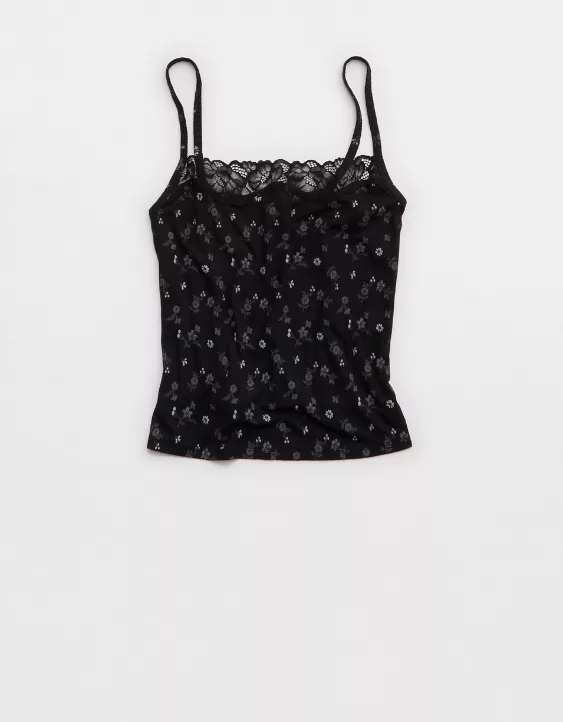 Aerie Real Soft® Ribbed Tank Top Shell Gray - Image 3