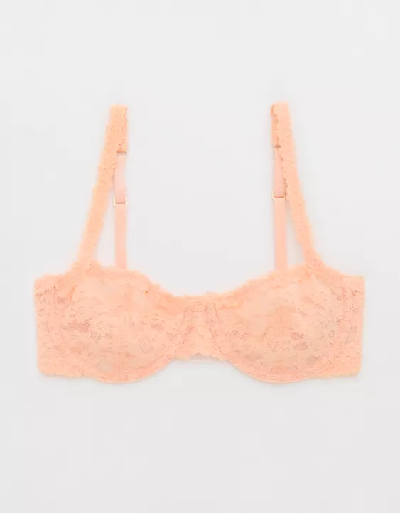 Aerie Show Off Vintage Lace Unlined Balconette Bra Peach - Image 3