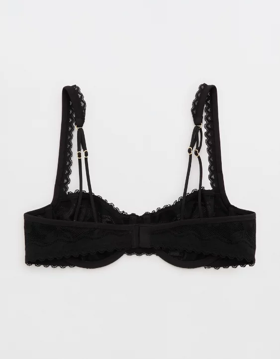 Aerie Show Off Feeling Femme Lace Unlined Balconette Bra True Black - Image 4