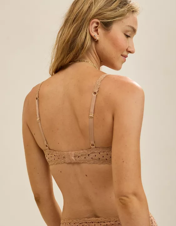 Aerie Show Off Vintage Lace Unlined Balconette Bra Beach Dune - Image 2