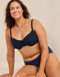 Aerie Show Off Vintage Lace Unlined Balconette Bra Navy