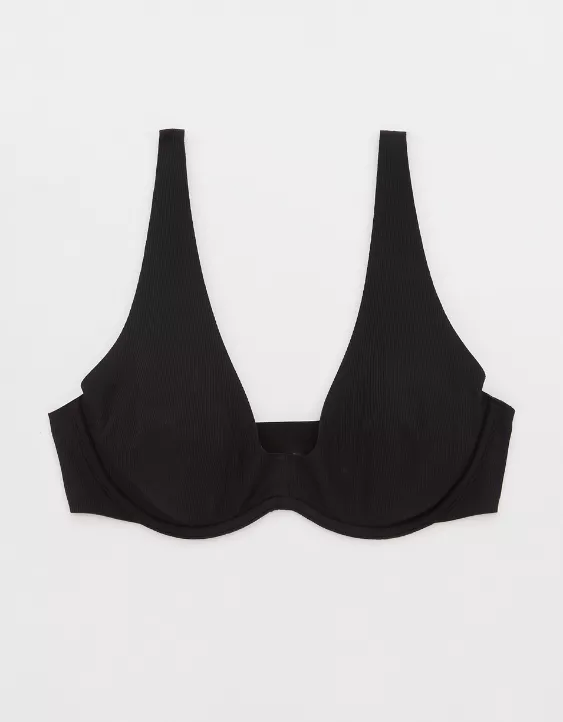 Aerie SMOOTHEZ Rib Unlined Bra True Black - Image 3