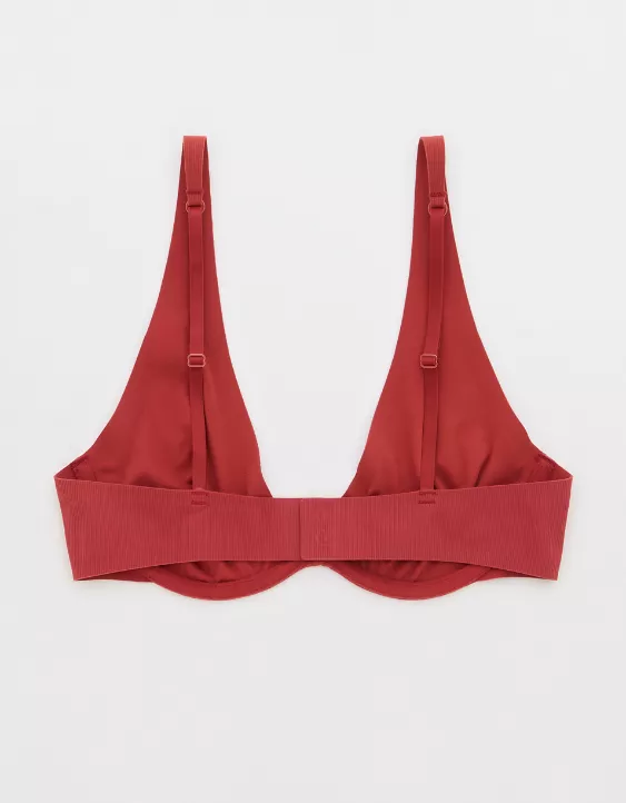 Aerie SMOOTHEZ Rib Unlined Bra Summer Burgundy - Image 4