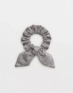 OFFLINE By Aerie The Hugger Bow Scrunchie Medium Heather Gray